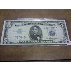 1953-A $5 SILVER CERTIFICATE BLUE SEAL