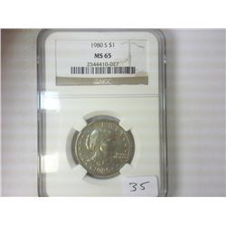 1980-S SBA DOLLAR NGC MS65