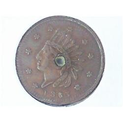1863 CIVIL WAR TOKEN ARMY AND NAVY (HOLED)