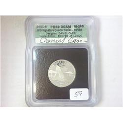 2001-S SILVER RHODE ISLAND QUARTER ICG PR69 DCAM