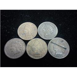 5-SCRUFFY 90'S INDIAN HEAD CENTS
