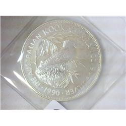 1990 AUSTRALIA KOOKABURRA 1 OZ SILVER (PF LIKE)
