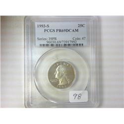 1993-S WASHINGTON QUARTER PCGS PR69DCAM