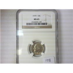 1979 ROOSEVELT DIME NGC MS65