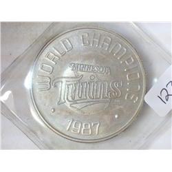 1 TROY OZ .999 FINE SILVER ROUND 1987 TWINS