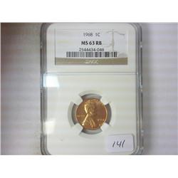 1968 LINCOLN CENT NGC MS63RB