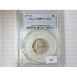 1974-S JEFFERSON NICKEL PCGS PR69 DCAM