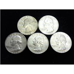 5-60'S WASHINGTON SILVER QUARTERS