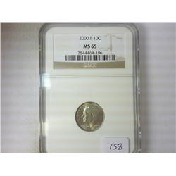 2000-P ROOSEVELT DIME NGC MS65