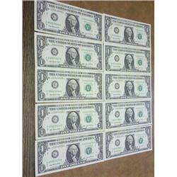 10-2003-A LOW SERIAL NUMBER $1 FRN'S (GEM CU)