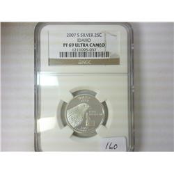 2007-S SILVER IDAHO QUARTER NGC PF69 ULTRA CAMEO