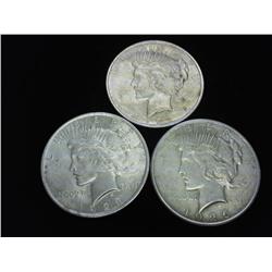1922, 23 & 25 PEACE SILVER DOLLARS