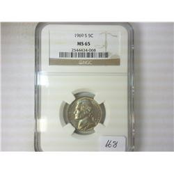1969-S JEFFERSON NICKEL NGC MS65