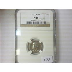 1973-S ROOSEVELT DIME NGC PF68