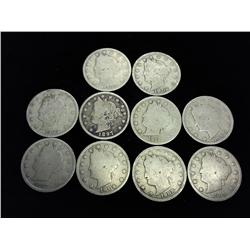 10 ASSORTED LIBERTY "V" NICKELS