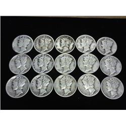 15-ASSORTED MERCURY DIMES