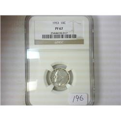1953 SILVER ROOSEVELT DIME NGC PF67
