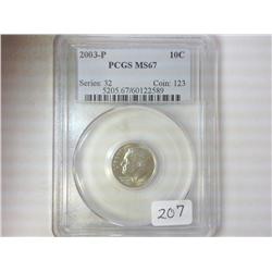 2003-P ROOSEVELT DIME PCGS MS67