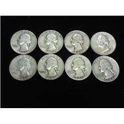 8-50'S WASHINGTON SILVER QUARTERS