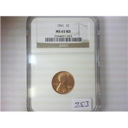 1961 LINCOLN CENT NGC MS65RD