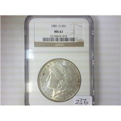 1881-O MORGAN SILVER DOLLAR NGC MS61