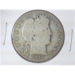 1913-D BARBER HALF DOLLAR