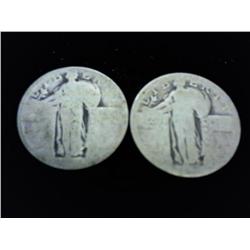 2-UNDATED STANDING LIBERTY QUARTERS