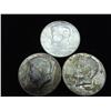 Image 1 : 3-1964 90% SILVER KENNEDY HALF DOLLARS