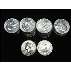 ROLL OF 40-1964-D WASHINGTON SILVER QUARTERS (UNC)