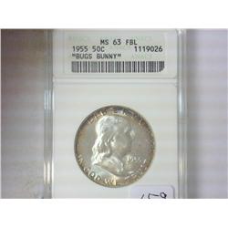1955 BUGS BUNNY FRANKLIN HALF ANACS MS63 FBL