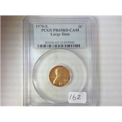 1970-S LARGE DATE LINCOLN CENT PCGS PR65RD CAM