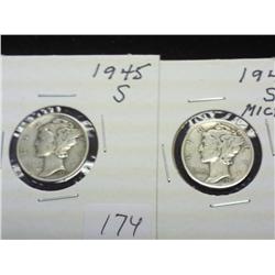 1945-S MERCURY DIME SET REGULAR AND MICRO S