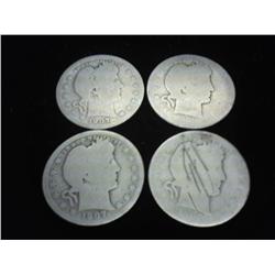 4 ASSORTED BARBER QUARTERS (AS SHOWN)