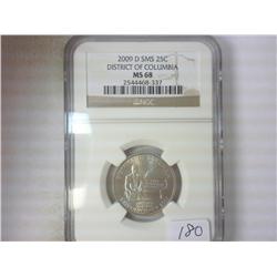 2009-D SMS DISTRICT OF COLUMBIA QUARTER NGC MS68
