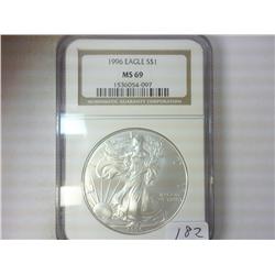 1996 AMERICAN SILVER EAGLE NGC MS69 (BETTER DATE)