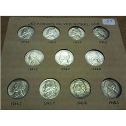 35% SILVER JEFFERSON WAR NICKEL SET (UNC) 11 COINS