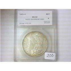 1903-O MORGAN SILVER DOLLAR SEGS MS62
