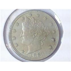1883 NO CENTS LIBERTY "V" NICKEL AU