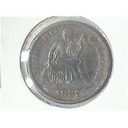 1887 SEATED LIBERTY DIME (TONED) (EXTRA FINE)