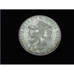 1968 MEXICAN OLYMPIC 25 PESOS .5209 OZ. ASW