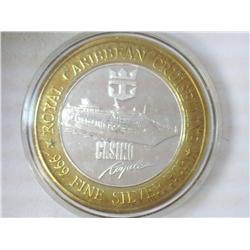 ROYAL CARIBBEAN CRUISE CASINO $10 SILVER TOKEN UNC