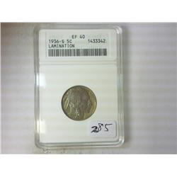 1936-S BUFFALO NICKEL ANACS (EXTRA FINE40)