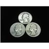 3-ASSORTED 40'S WASHINGTON SILVER QUARTERS