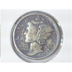 1925 MERCURY DIME (UNC) FULL SPLIT BANDS (TONED)