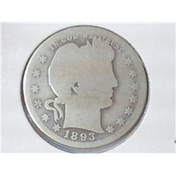1893-O BARBER QUARTER