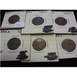 1911-D,13-D,15-D,16-D,17-D & 19-D LINCOLN CENTS