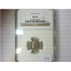 1976-D ROOSEVELT DIME NGC MS66