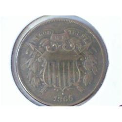 1865 TWO CENT PIECE (EXTRA FINE)