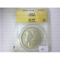 1889 MORGAN SILVER DOLLAR ANACS AU58 DETAILS