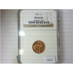 1963 LINCOLN CENT NGC MS66RD